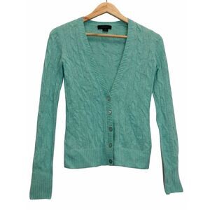 Christopher Fischer Womens small sweater 100% cashmere cable knit spruce green